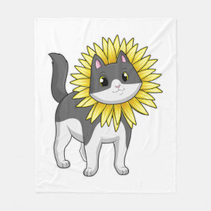 Couverture Polaire Cat with sunflower