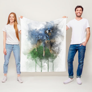 Couverture Polaire Catahoula léopard bleu en aquarelle