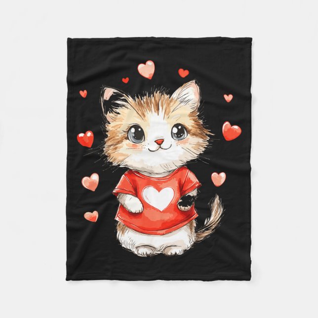 Couverture Polaire Cats Lover Heart Girls Kitten Valentine’s Day Wome (Devant)