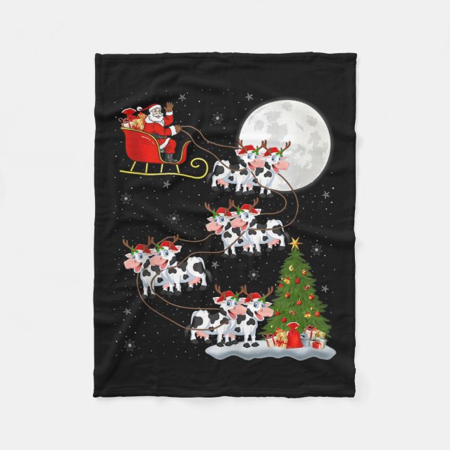 Couverture Polaire Cattle Cow Santa Sleigh Flying Funny Magical Chris (Devant)