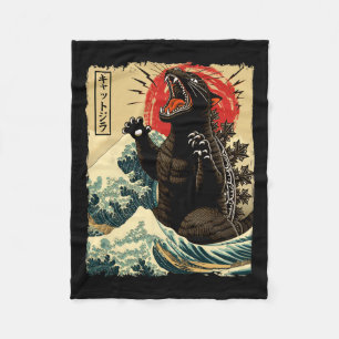 Couverture Polaire Catzilla Cat Art Drôle Chat Japonais Pour Hommes F