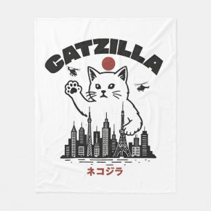 Couverture Polaire Catzilla - Drôle Chat Godzilla Parodie