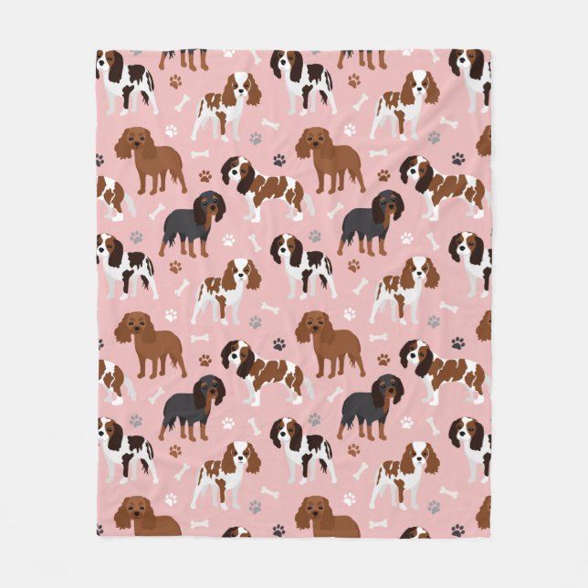 Couverture Polaire Cavalier King Charles Spaniel Paws et Bones Fleec (Devant)