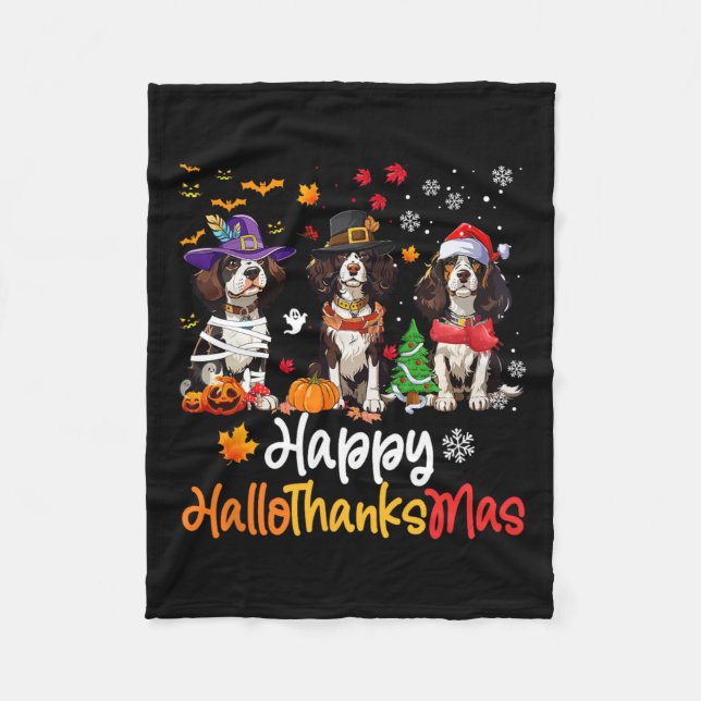 Couverture Polaire Cavalier Roi Charles Chien espagnol Halloween Chri (Devant)