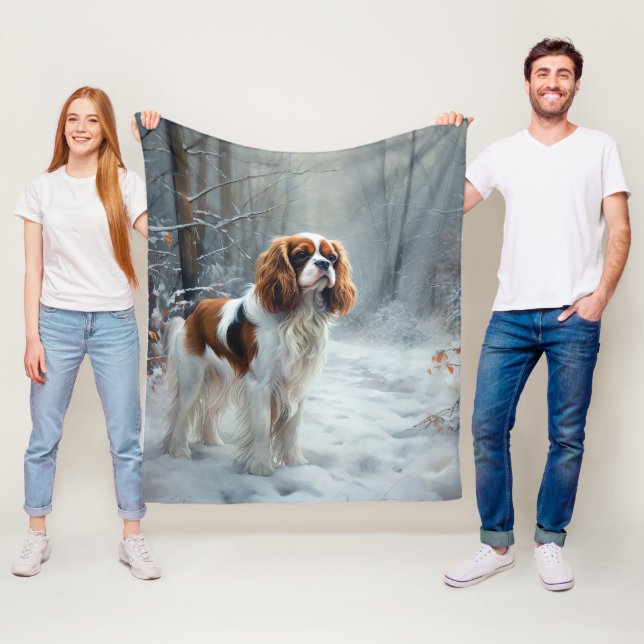 Couverture Polaire Cavalier Roi Laisser Neige Noël Brossé (En situation)
