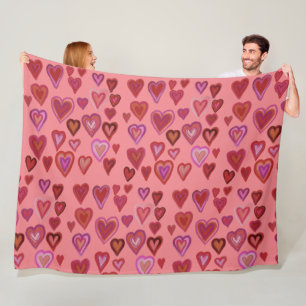 Couverture Polaire Cent coeurs Blanche polaire