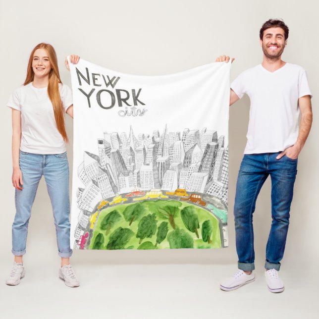Couverture Polaire Central Park et collage de New York City (En situation)
