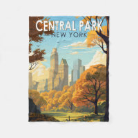 Central Park New York Travel Art Vintage