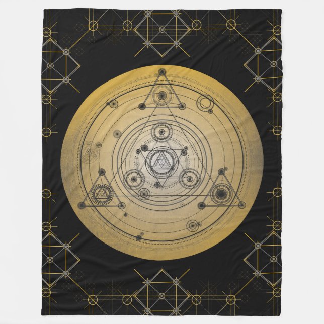 Couverture Polaire Cercle sacré jaune de la géométrie avec le motif (Devant)