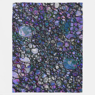 Couverture Polaire Cercles Abstraits dessinés à la main, Bleu, Violet