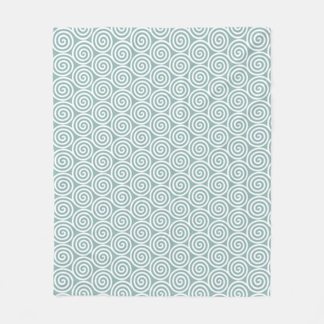 Couverture Polaire Cercles spiraux Abstraits en bleu et blanc argenté (Devant)