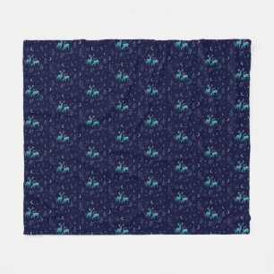Couverture Polaire Cerf bleu au clair de lune