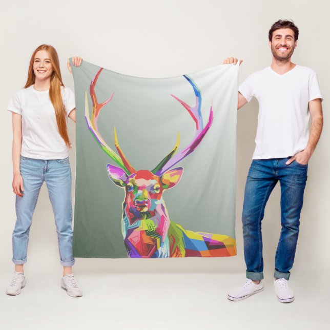 Couverture Polaire Cerf coloré (En situation)