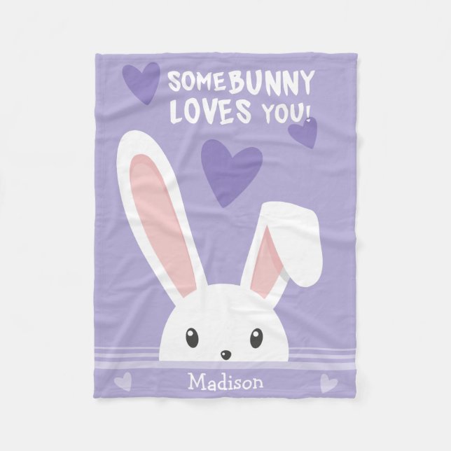 Couverture Polaire Certains lapins vous aime Coeurs mignons Enfants N (Devant)