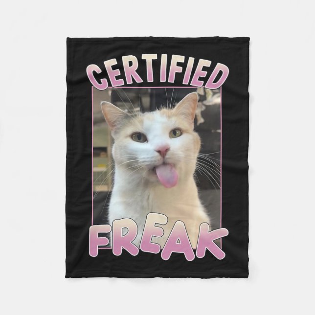 Couverture Polaire Certifié Freak Cute Chat Amateurs de mème Animaux  (Devant)