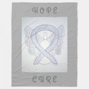 Couverture Polaire Cerveau Cancer Gris Sensibilisation Ruban Angel Bl