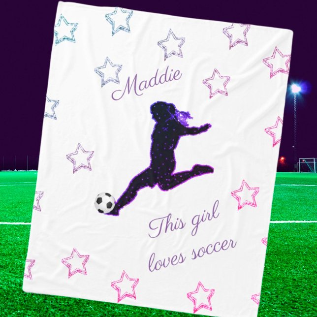 Couverture Polaire Cette Fille Aime Le Football Étoiles & Étincelles (Créateur téléchargé)