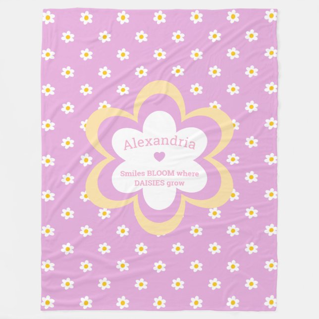 Couverture Polaire Chaîne de pâquerettes rose 60 x 80 (Devant)