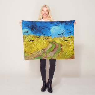 Couverture Polaire Champ de blé avec corbeaux, Van Gogh