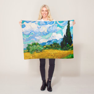 Couverture Polaire Champ de blé avec Cyprès, Van Gogh