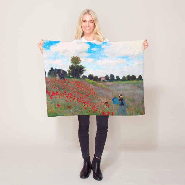 Couverture Polaire Champ de pavot, Monet (En situation)