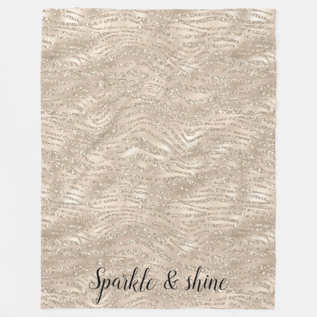 Couverture Polaire Champagne Gold White Glitzy Parties scintillant Ze (Devant)