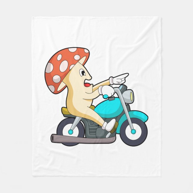 Couverture Polaire Champignons en moto avec moto (Devant)