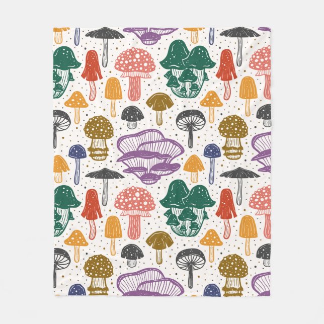 Couverture Polaire Champignons forestiers. Motif, texture, sac (Devant)