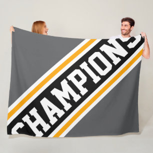 Couverture Polaire CHAMPIONS Athlétique Gris Noir Blanc Orange Rayure