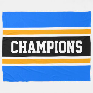 Couverture Polaire CHAMPIONS Gras Bleu clair Noir Jaune rayures