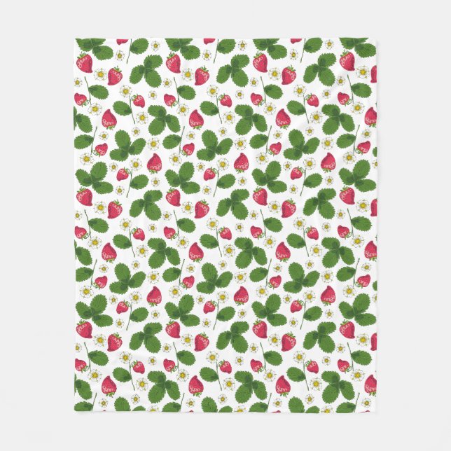 Couverture Polaire Champs de fraises en blanc (Devant)