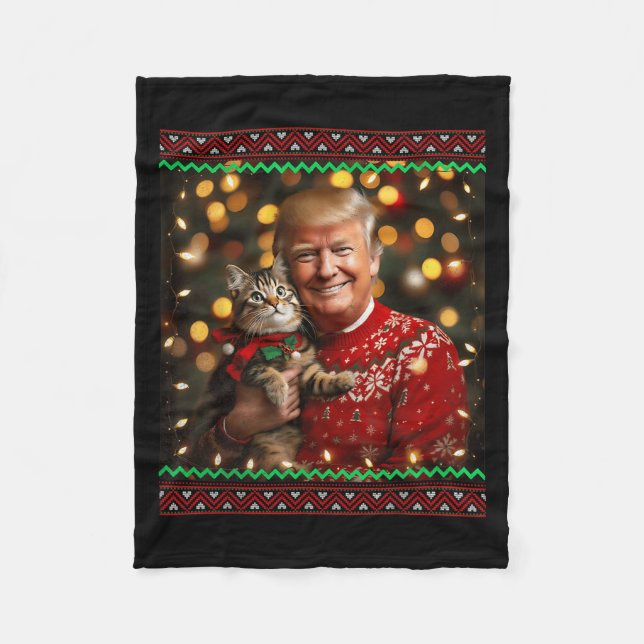 Couverture Polaire Chandail de Noël drôle Trump pour les Amoureux de  (Devant)