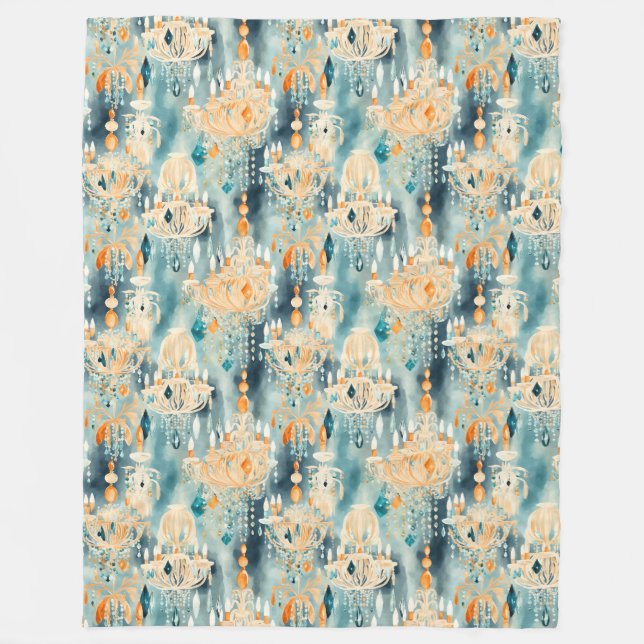 Couverture Polaire Chandeliers turquoises (Devant)