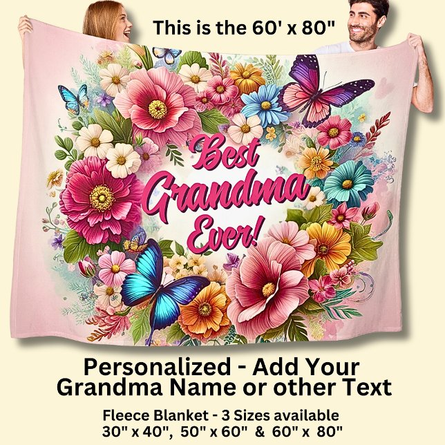 Couverture Polaire Change the Grandma Name Phrase, Best Grandma Ever! (Créateur téléchargé)
