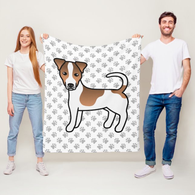 Couverture Polaire Chapeau blanc et tan lisse Jack Russell Terrier Ch (En situation)