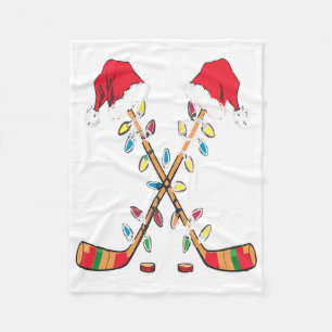 Couverture Polaire Chapeau de Noël Hockey Santa Lumières Noël Drôle S