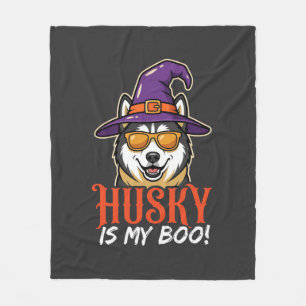 Couverture Polaire Chapeau De Sorcière De Mon Boo Husky D'Halloween