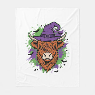 Couverture Polaire Chapeau de sorcière de vache des Highlands Hallowe