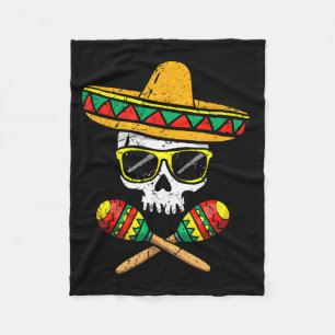 Couverture Polaire Chapeau melon crâne drôle maracas cinco de mayo