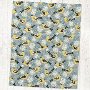 Couverture Polaire Chardonneret et fleur d'oiseau de Rhododendron