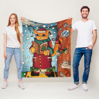 Couverture Polaire Charmant charmant Noël Carol Chanteur Chat