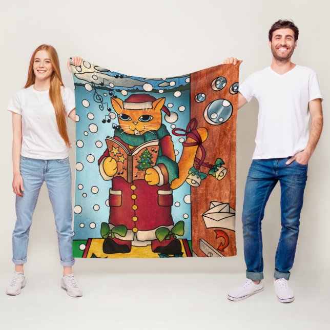 Couverture Polaire Charmant charmant Noël Carol Chanteur Chat (En situation)