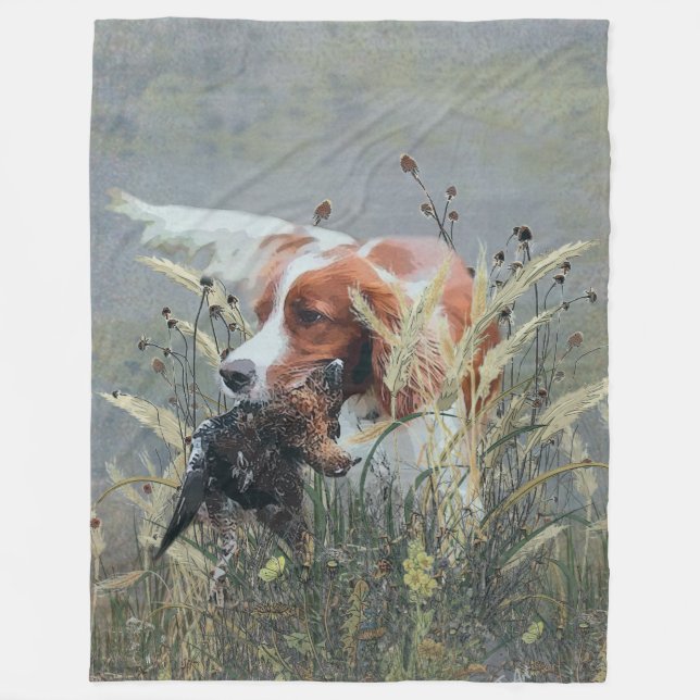 Couverture Polaire Chasse avec Epagneul Breton (Devant)