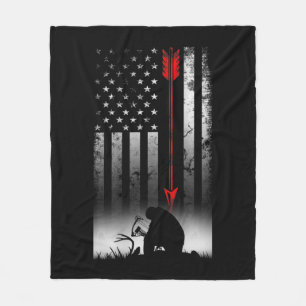 Couverture Polaire Chasse de cerf de Bow Drapeau américain cadeau pou