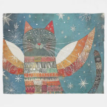 Chat Ange Céleste dans la Neige d'Hiver