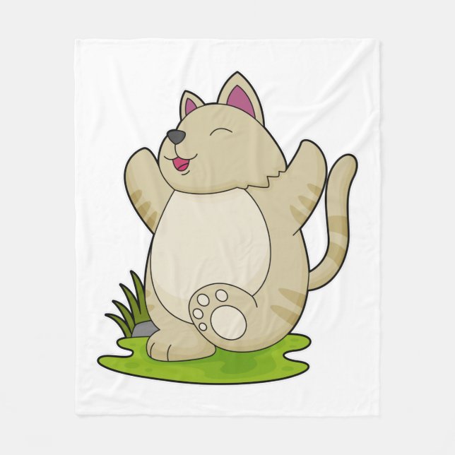 Couverture Polaire Chat au Yoga (Devant)
