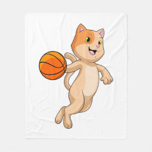 Couverture Polaire Chat comme joueur de basket-ball avec basket-ball