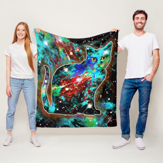 Couverture Polaire Chat cosmique Lambda (En situation)