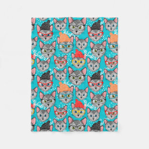 Couverture Polaire Chat dans le casquette