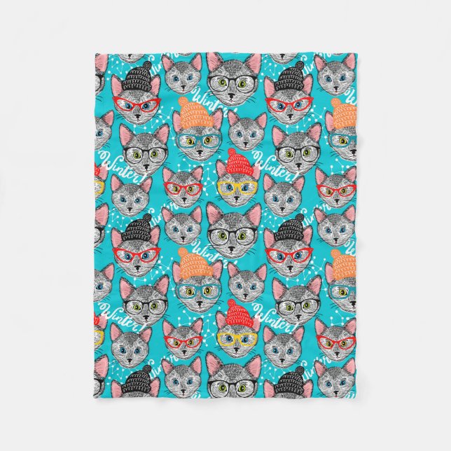 Couverture Polaire Chat dans le casquette (Devant)